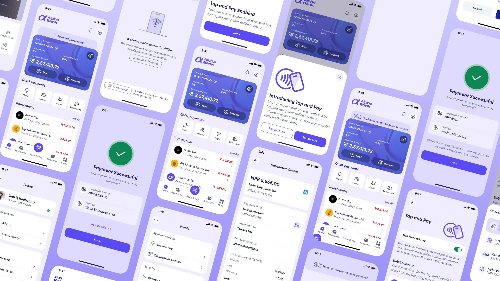  Showcasing UI designs of Tap and Pay project